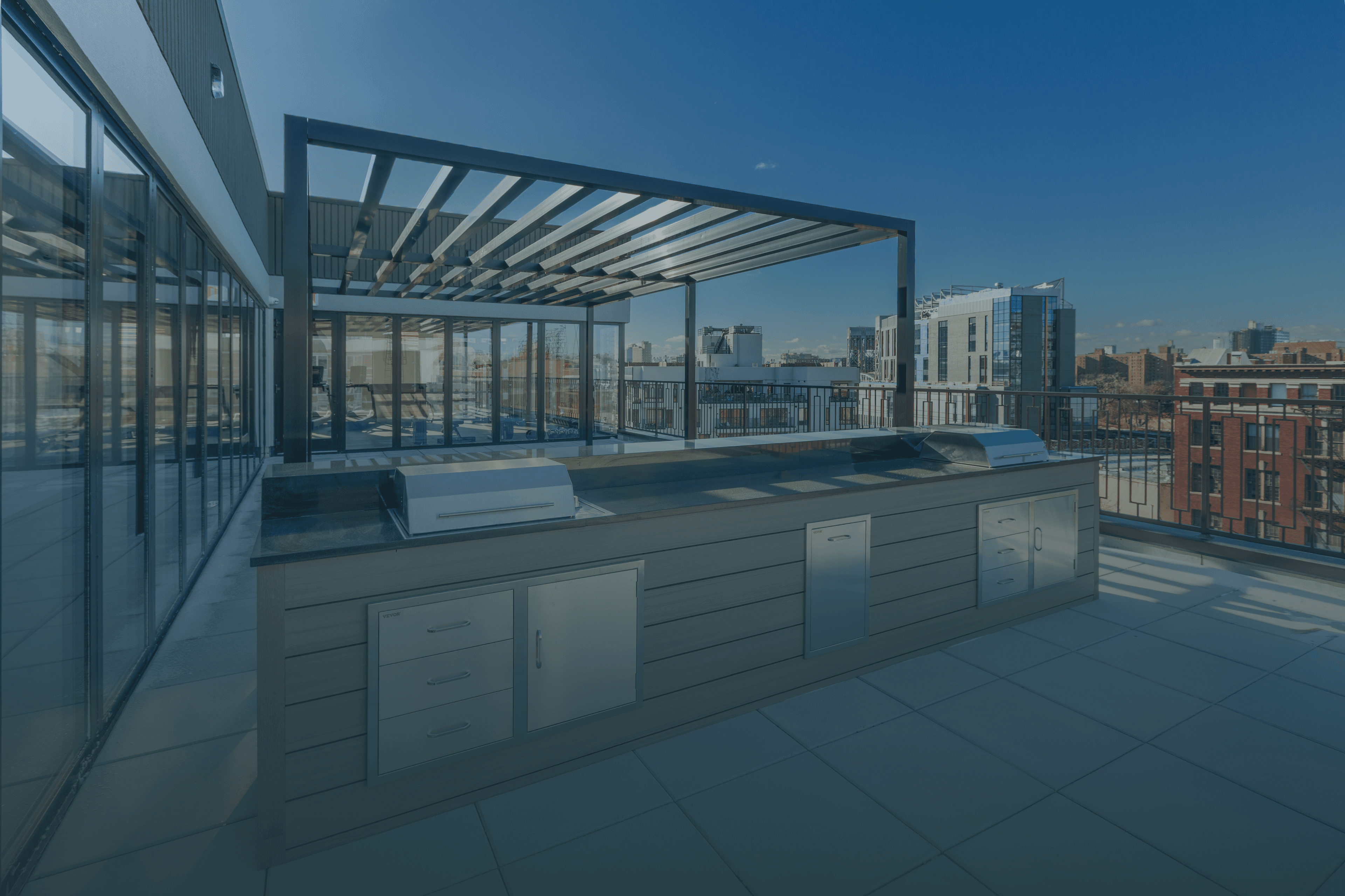 An architectural rendering of The Astelle rooftop terrace in Mott Haven.